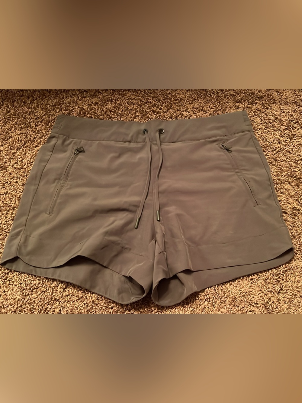 Casual Olive-Green Drawstring Shorts